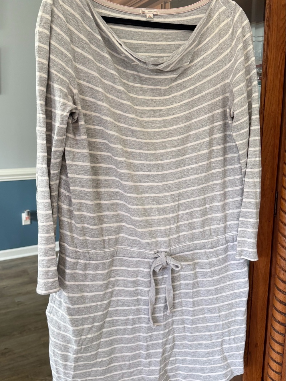 GAP Cozy Gray Stripe Drawstring Women’s Dress